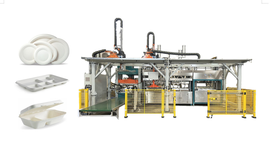 Machine de bâti biodégradable automatisée de pulpe de bagasse de canne à sucre avec le double manipulateur de marche horizontal