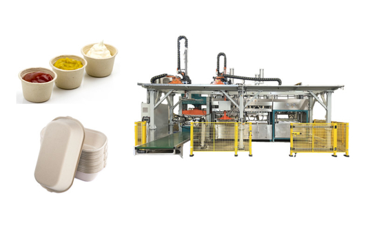 Le papier futé a moulé le bras de marche de robot de Tray Production Line With Double d'aliments de préparation rapide d'Unbleach