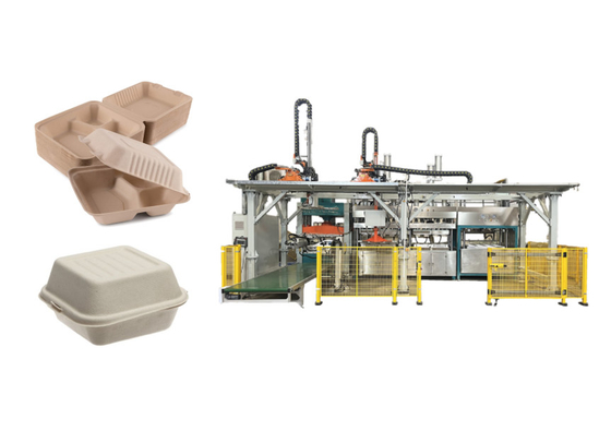 Conteneur d'hamburger de pâte de bois faisant la machine avec équilibrer et empiler le robot