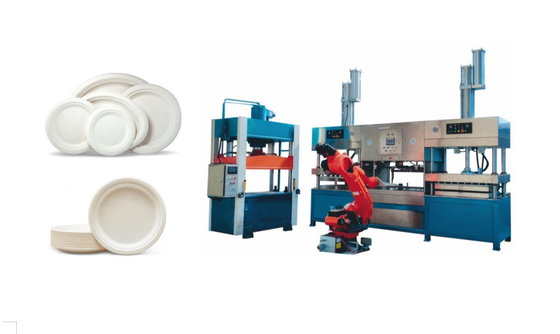 Blé Straw Pulp Tableware Production Line avec multi - robot de joints et machine d'empilement